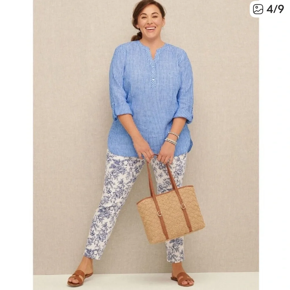 Talbot’s Slimming Ankle Jean Blue& White Butterfly Toile Print Size 14 - Picture 14 of 14